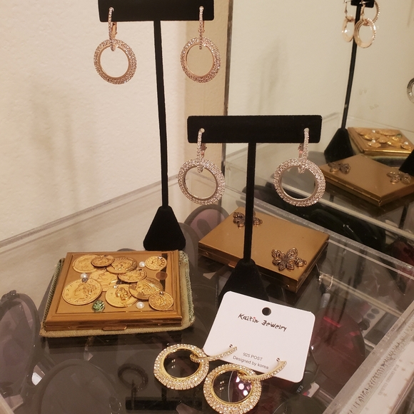 Rose Gold Earrings 925 post - Picture 2 of 3